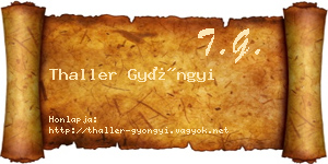 Thaller Gyöngyi névjegykártya